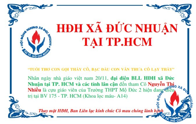 Đại diện BLL HĐH xã Đức Nhuận tại TP. HCM và các tỉnh lân cận đến thăm Cô Nhiều