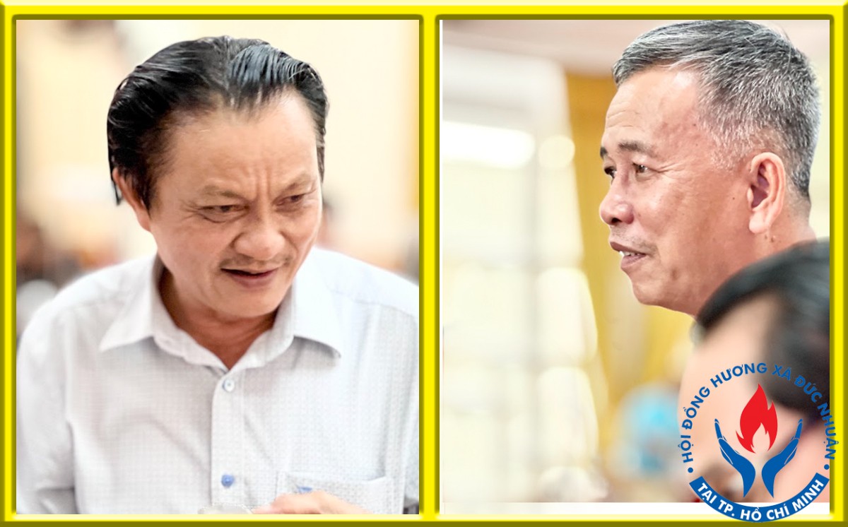 Thầy Trần Khải bên trái - Thầy Tuấn bên phải luôn là nhịp cầu chuyển tiếp kết nối cho các thế hệ tuổi trẻ quê hương